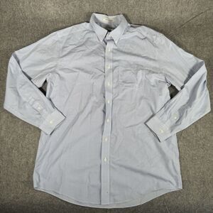 L.L. Bean Wrinkle resistant Classic Cloth Shirt Men White Blue Striped L-Tall